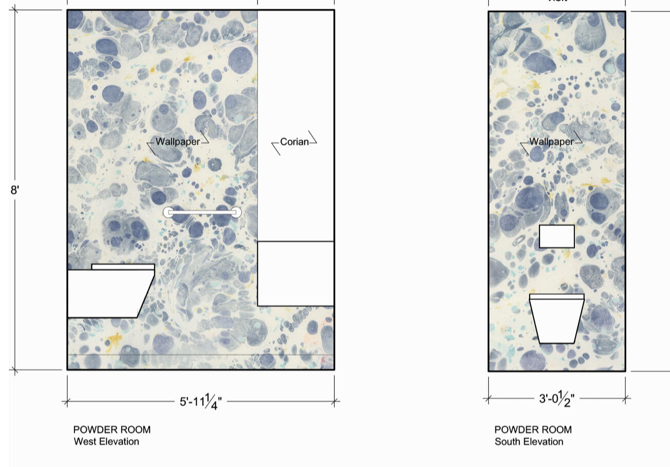 Peppermint Float, wallpaper install elevation